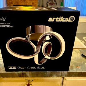 NIB Swirl 13 in. 1-Light Modern Chrome Integrated LED Flush Mount Ceiling Light